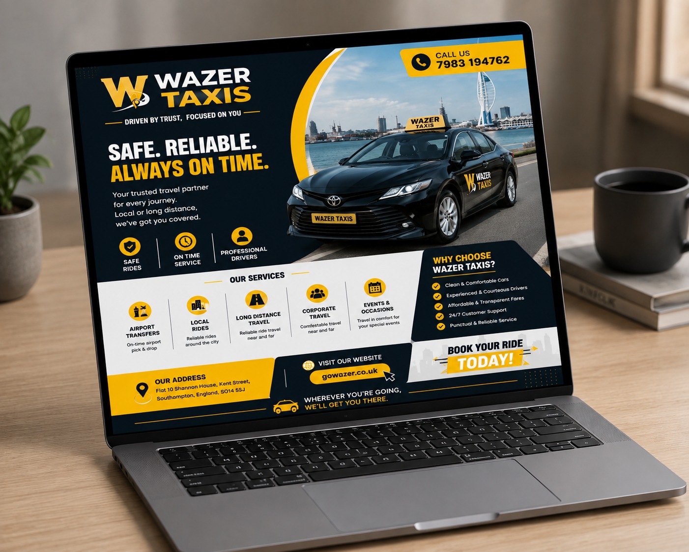 Wazer Taxis website built by WebOctals