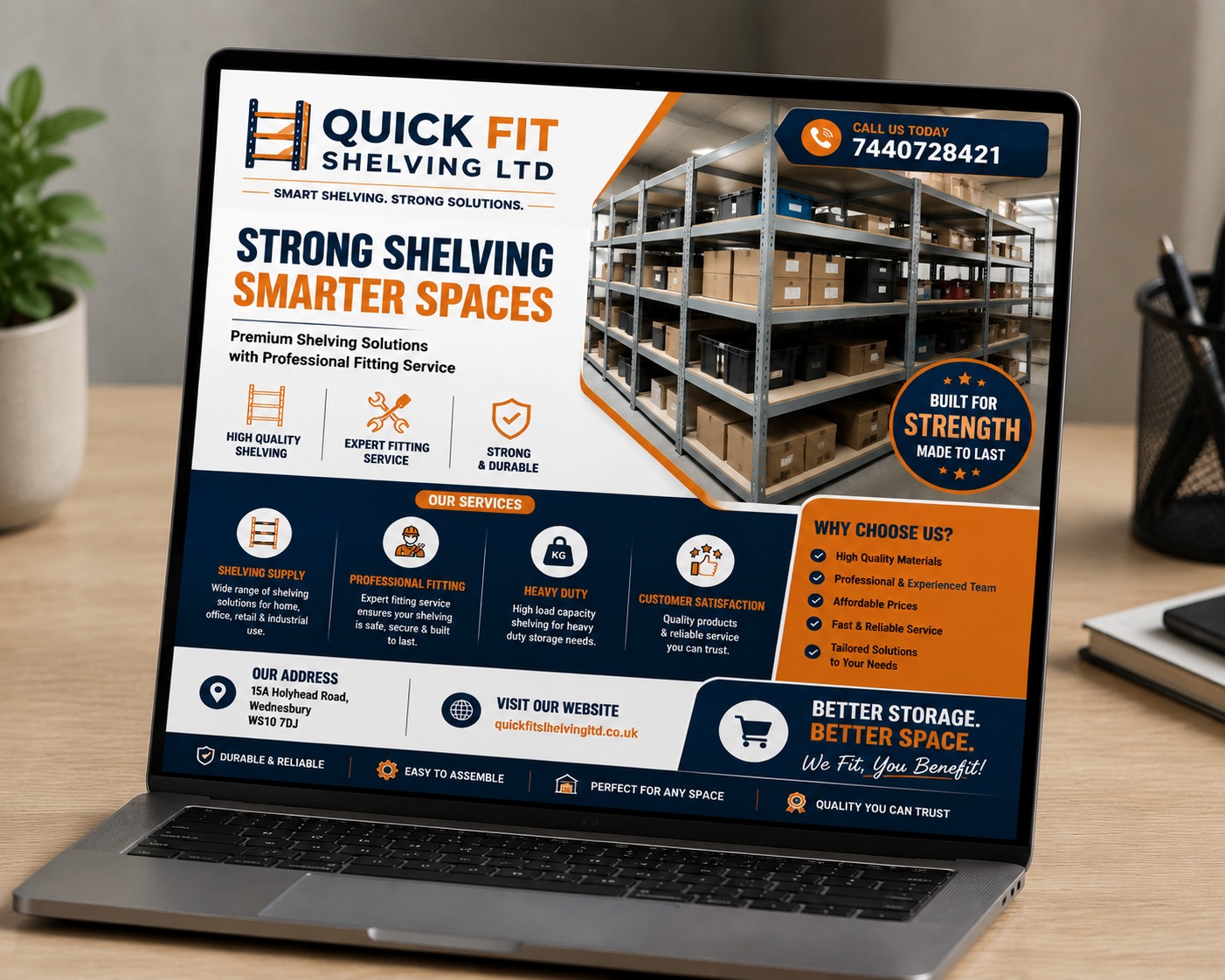 Quick Fit Shelving Ltd website built by WebOctals